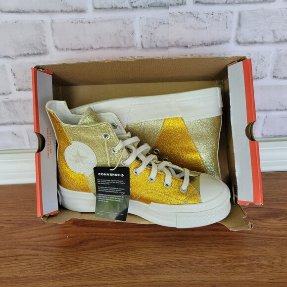 ⭐Converse Chuck 70 Plus Glitter Hi Sz 7 Women's Shoes Sneakers Gold A08176C⭐ - Picture 7 of 13